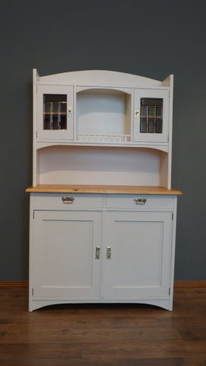 Schlichtes Jugendstil Küchenbüffet, Eiche weiss lasiert um 1920