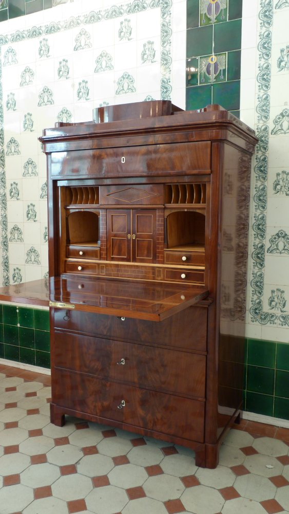 Biedermeier Sekret&auml;r, Mahagoni handpoliert um 1840