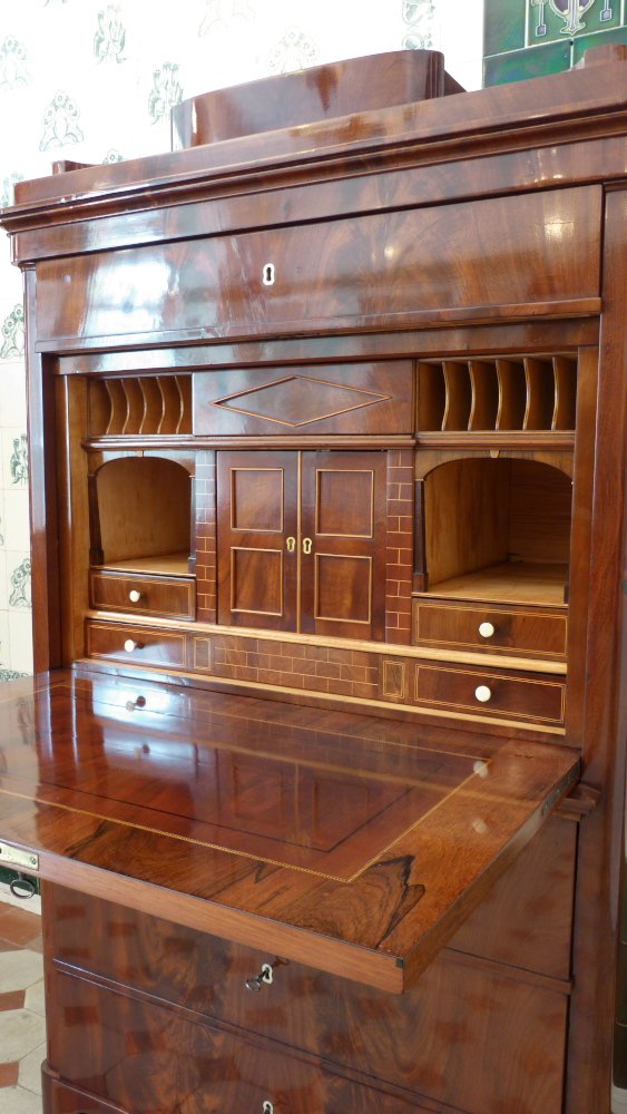 Biedermeier Sekret&auml;r, Mahagoni handpoliert um 1840