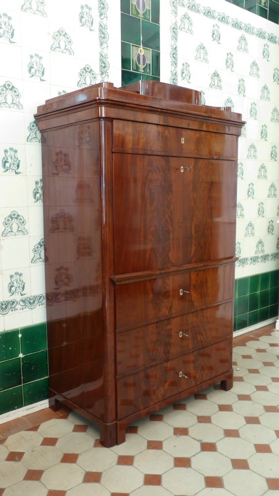 Biedermeier Sekret&auml;r, Mahagoni handpoliert um 1840