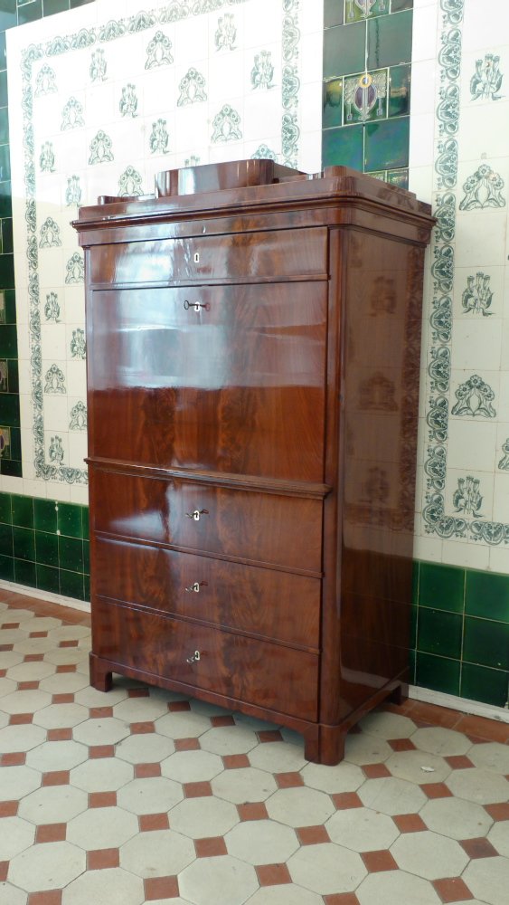Biedermeier Sekret&auml;r, Mahagoni handpoliert um 1840