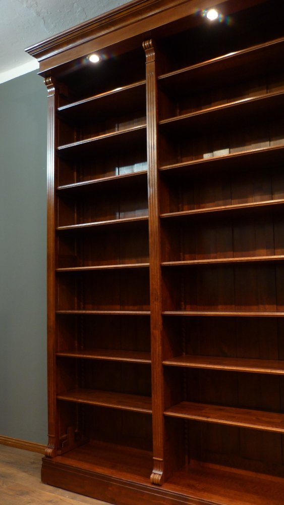 Gr&uuml;nderzeit Regalwand mit Beleuchtung, massiv Erle