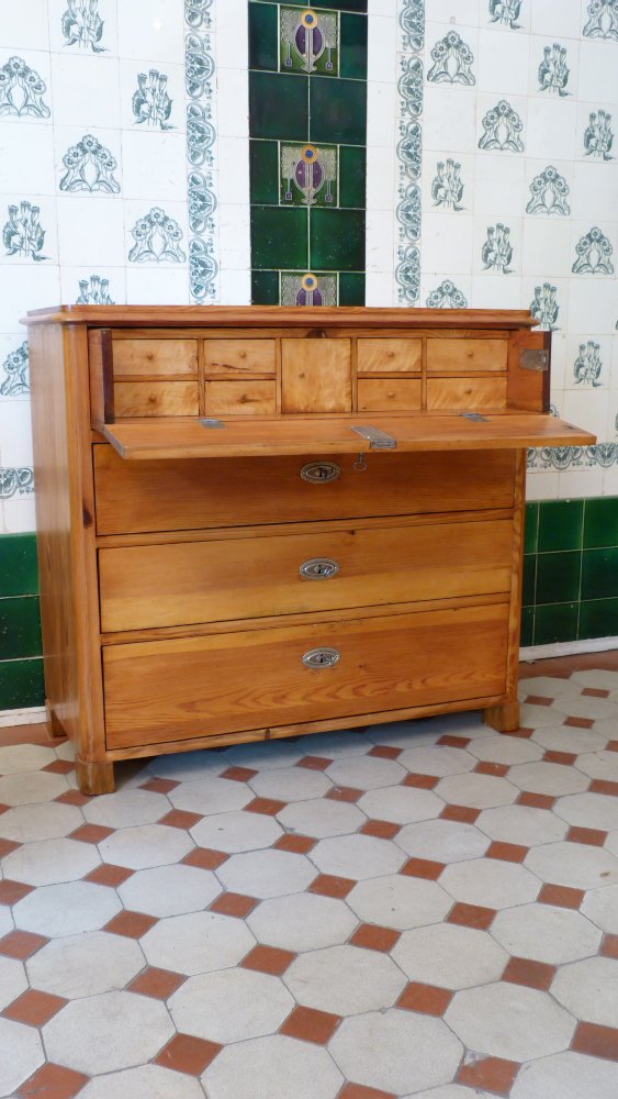 Sp&auml;tbiedermeier Kommode mit Schreibklappe, Kiefer, um 1860