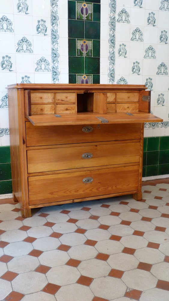 Sp&auml;tbiedermeier Kommode mit Schreibklappe, Kiefer, um 1860