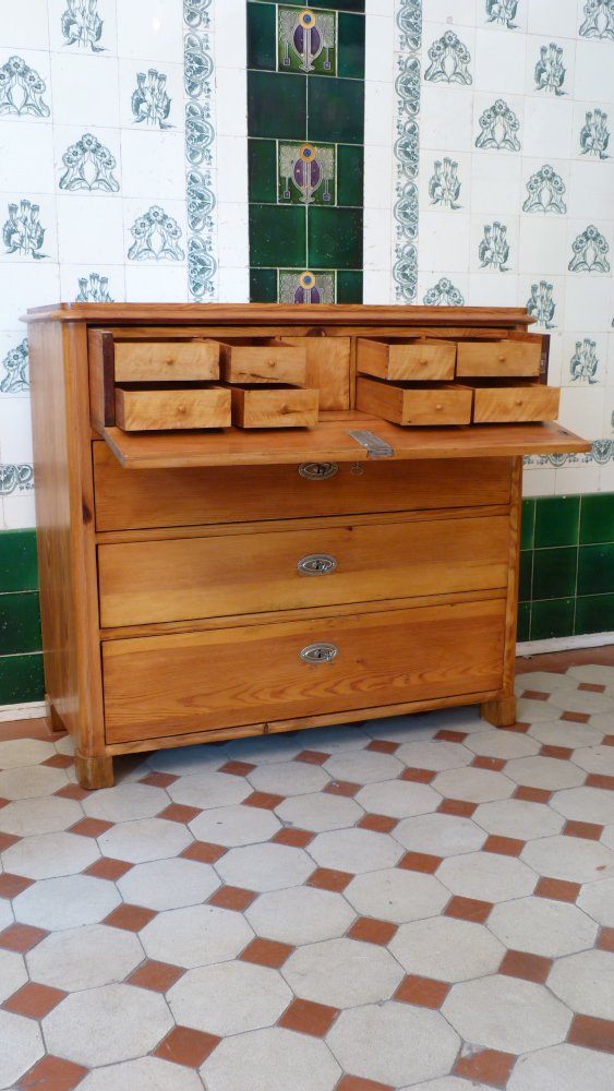 Sp&auml;tbiedermeier Kommode mit Schreibklappe, Kiefer, um 1860